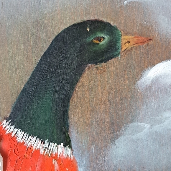 Rosi Art Oil Artist On Wood Painting Original Mallard Duck In Flight Cattails - Picture 6 of 12